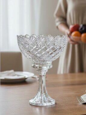 FIFTH AVENUE CRYSTAL  -- "Brussels" Footed Glass Trifle/Compote Bowl, Vintage